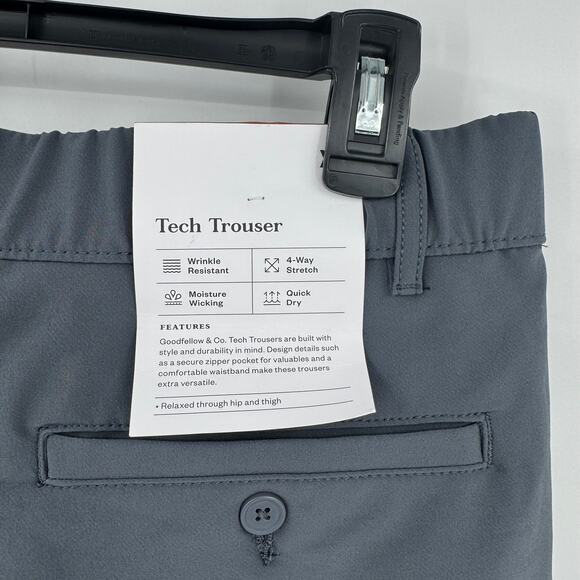 NWT Goodfellow & Co Mens Gray Tech Activewear Stretch Trouser Chino Pants XS - Picture 7 of 11